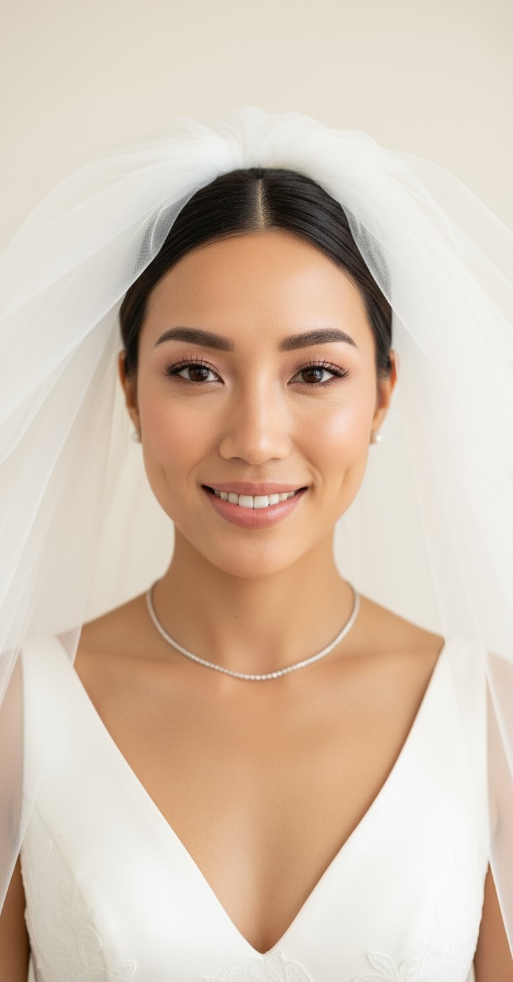 After Wedding Veil With Updo